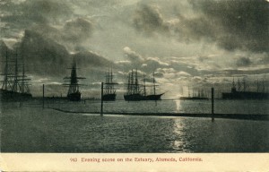 Evening scene on the Estuary, Alameda, California, mailed 1908                        